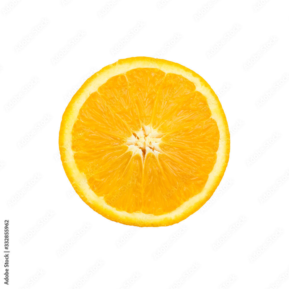 Fresh and juicy sliced orange isolated on white background Fresh and juicy sliced orange isolated on white background