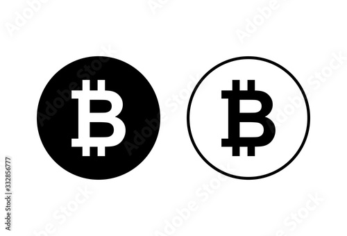 Bitcoin sign icons set on white background. Crypto currency symbol. Blockchain. Cryptocurrency