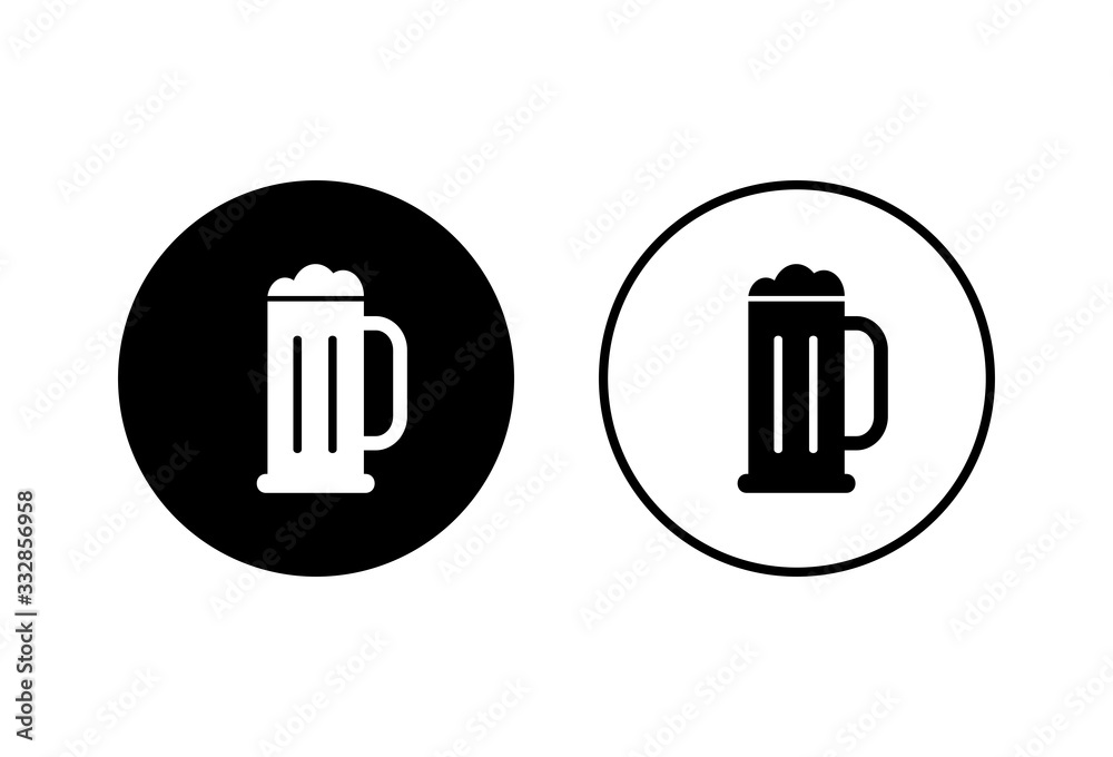 Beer icons set on white background. Beer Icon in trendy flat style