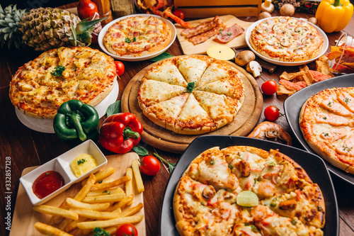 Italian Pizza on wooden table