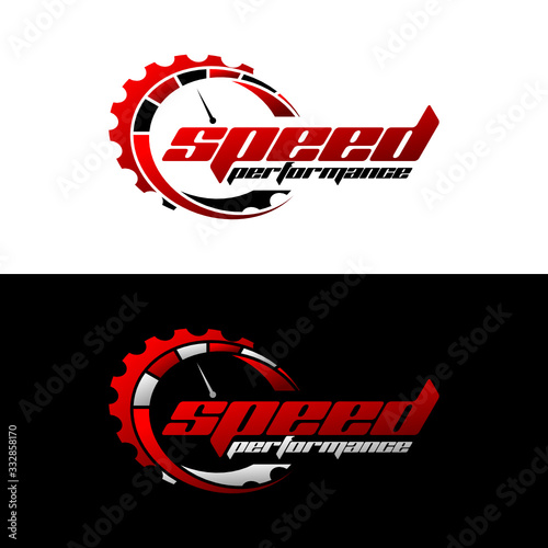 Speed logo design, speedometer icon logo vector