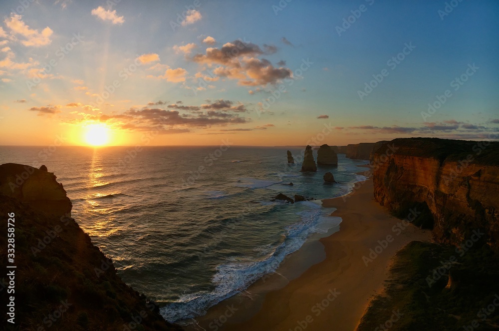 Beautiful sunset over 12 apostles in Australia