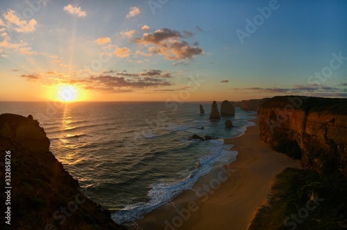 Beautiful sunset over 12 apostles in Australia