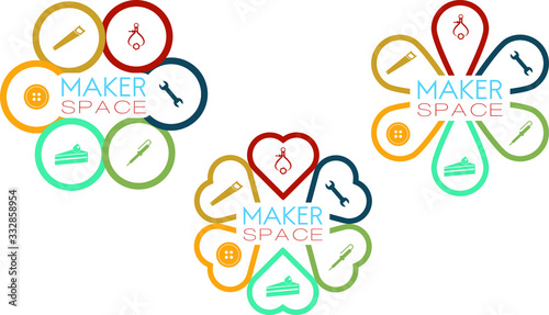 Maker space icon logo vector set. Maker space concept icon.