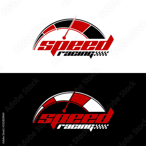 Speed logo design, speedometer icon logo vector