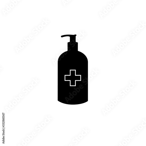 Disinfection. Hand sanitizer bottle icon, washing gel. Vector illustrationDisinfection. Hand sanitizer bottle icon, washing gel. Vector illustration