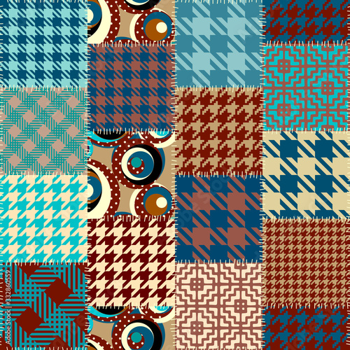 Patchwork textile pattern. Seamless quilting design background.