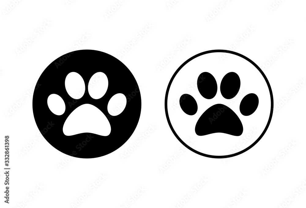 Paw icons set on white background. Paw Print icon Paw icons set on white background. Paw Print icon