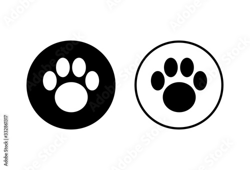Paw icons set on white background. Paw Print icon