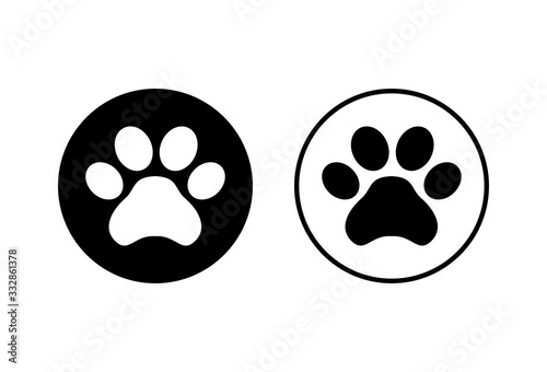 Paw icons set on white background. Paw Print icon