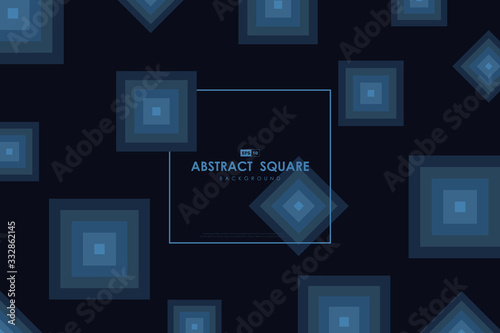 Abstract blue minimal square pattern artwork poster design background. illustration vector eps10