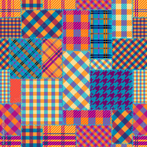 Patchwork textile pattern. Seamless quilting design background.