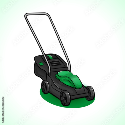 Vector lawn mower drawing isolated