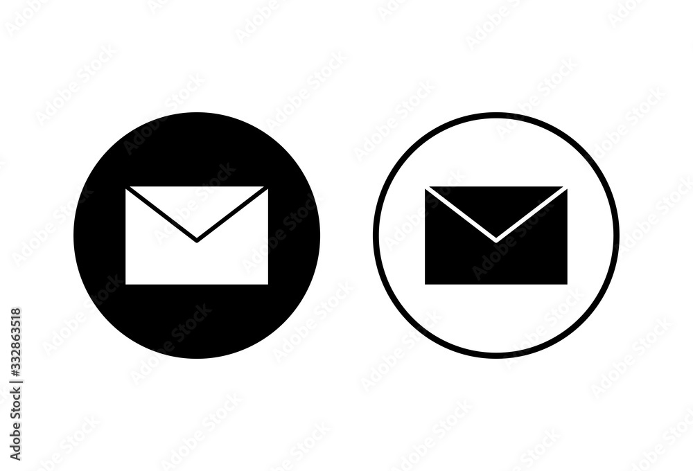 Mail icons set on white background. E-mail icon. Envelope illustration. Message Mail icons set on white background. E-mail icon. Envelope illustration. Message