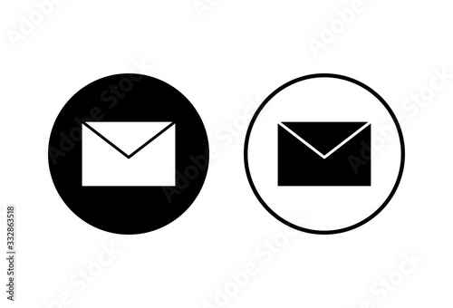 Mail icons set on white background. E-mail icon. Envelope illustration. Message