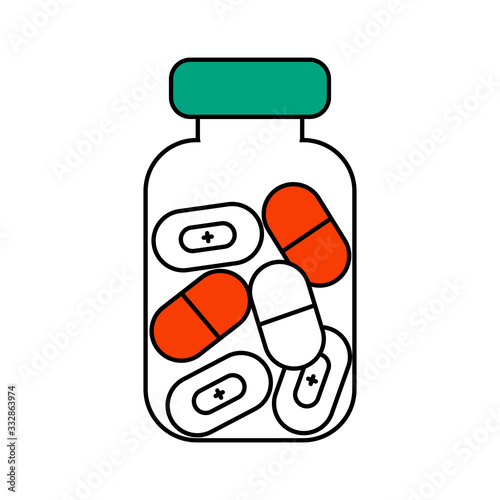 Antivirals thin line icon capsules and tablets in a bottle. Modern vector illustration of medical treatment. isolated on a white background. for websites and banners. application icon
