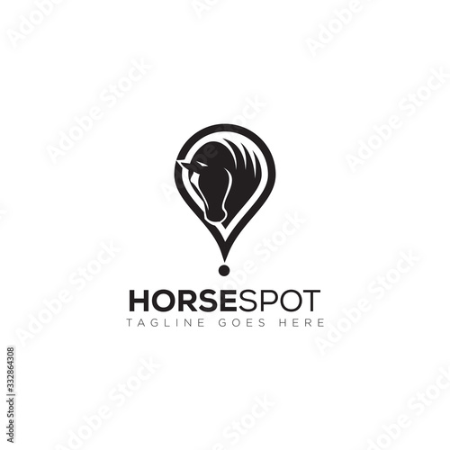 horsespot logo, with pin location and head horse vector