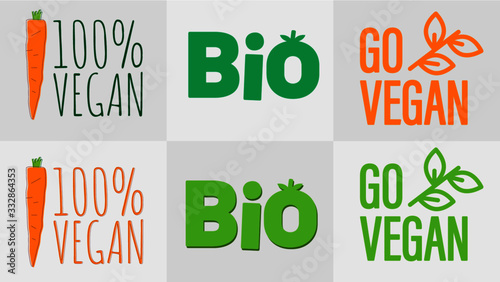 Vector Design, vegan, bio, go vegan, logo, 100% vegan