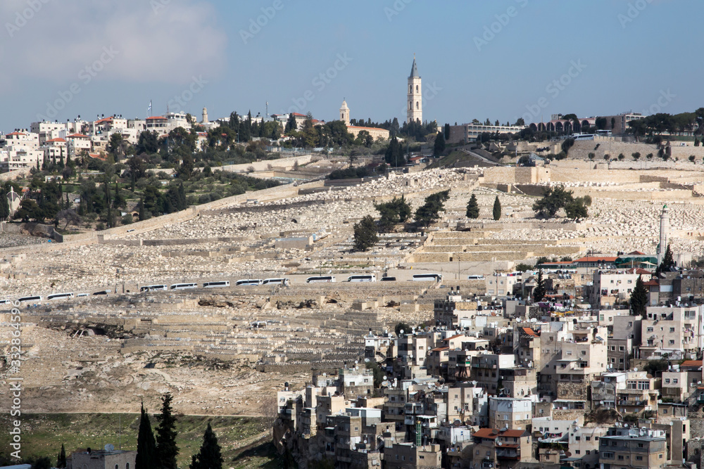 Fototapeta premium dense buildings in one of the Jerusalem areas in Israel