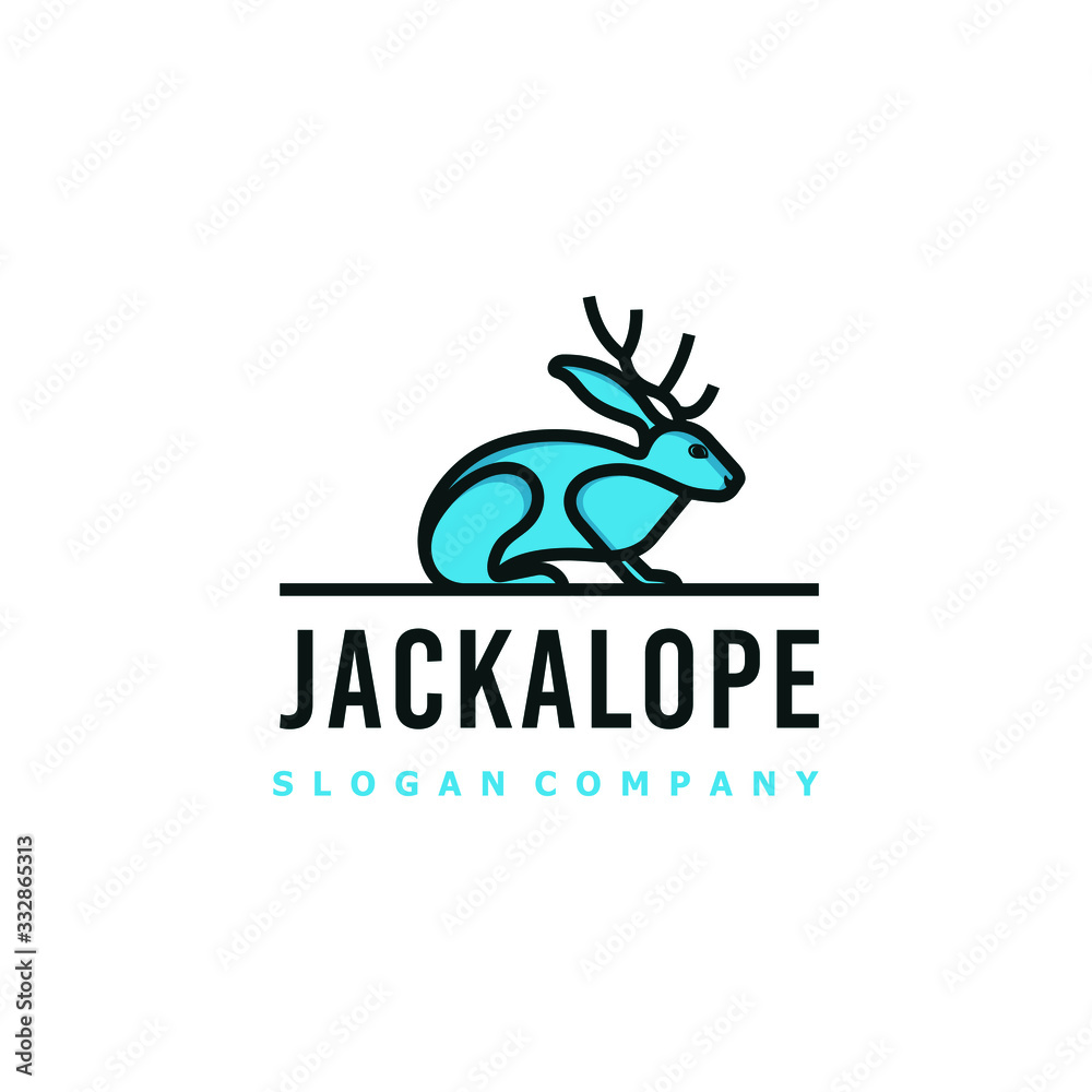 Jackalope logo design. Awesome jackalope logo. A jackalope logotype.