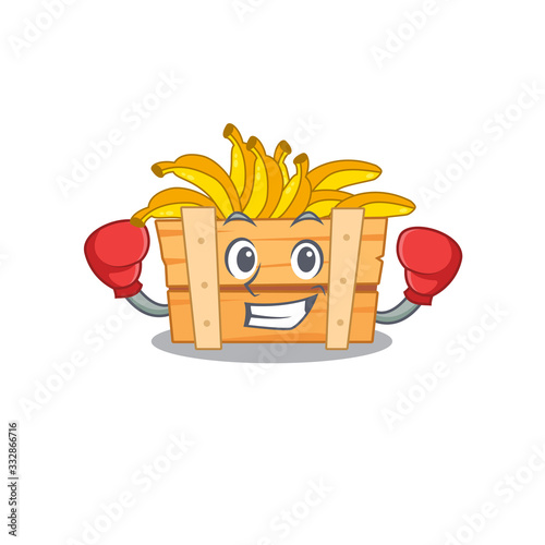 A sporty banana fruit box boxing mascot design style