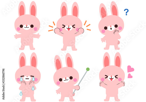 うさぎの仕草と表情イラストセット