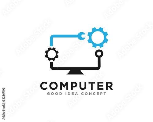 Computer Technology Logo Icon Design Vector