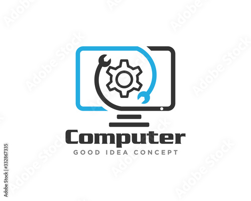 Computer Technology Logo Icon Design Vector
