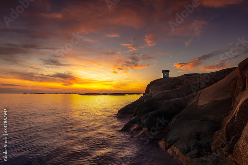 Sunset at Stangehuvud lighthouse in western Sweden