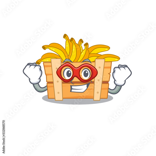 A picture of banana fruit box in a Super hero cartoon character