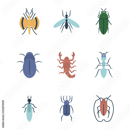 scorpion and insect concept icon set, flat style © Jeronimo Ramos