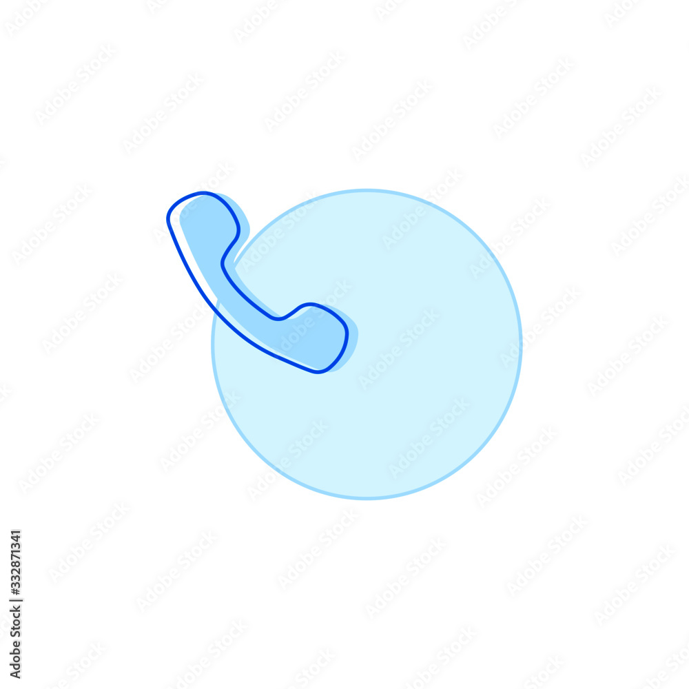 Handset blue icon on circle vector illustration
