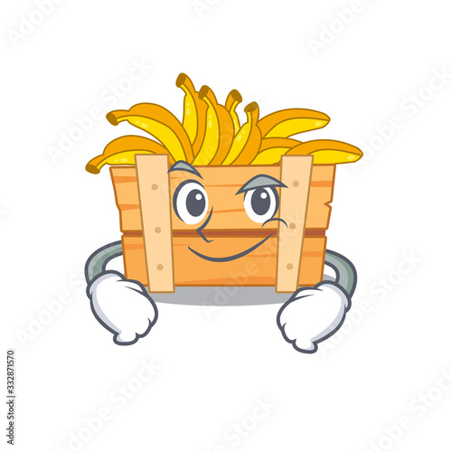 Funny banana fruit box mascot character showing confident gesture