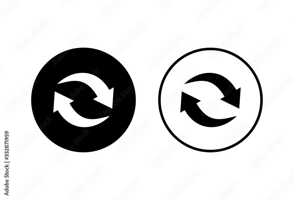 Refresh icons set on white background. Reload icon vector. Update icon. convert icon Refresh icons set on white background. Reload icon vector. Update icon. convert icon