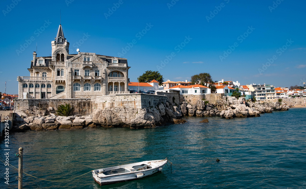 Sea view of a beautiful town Cascais in Portugal