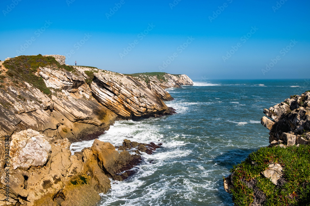 Peniche Baleal Island Landscape and cliff Portugal Atlantic Ocean