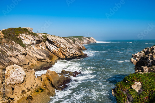Peniche Baleal Island Landscape and cliff Portugal Atlantic Ocean