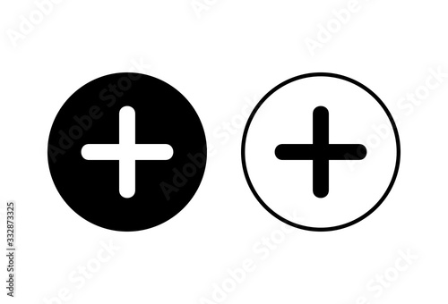 Plus Icons set on white background. Add plus icon. Addition sign. Medical Plus icon