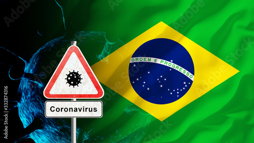 3D Illustration Coronovirus Brazil Flag 