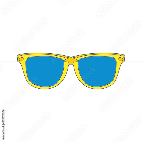 Flat colorful continuous line eyeglasses concept
