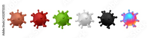 Corona Virus, Covid 19-NCP. Coronavirus nCoV denoted is single-stranded RNA virus. Set of realistic 3d viral cells. DNA and RNA Viruses. SARS-CoV2. Mers-CoV. Chameleon colors. Vector illustration