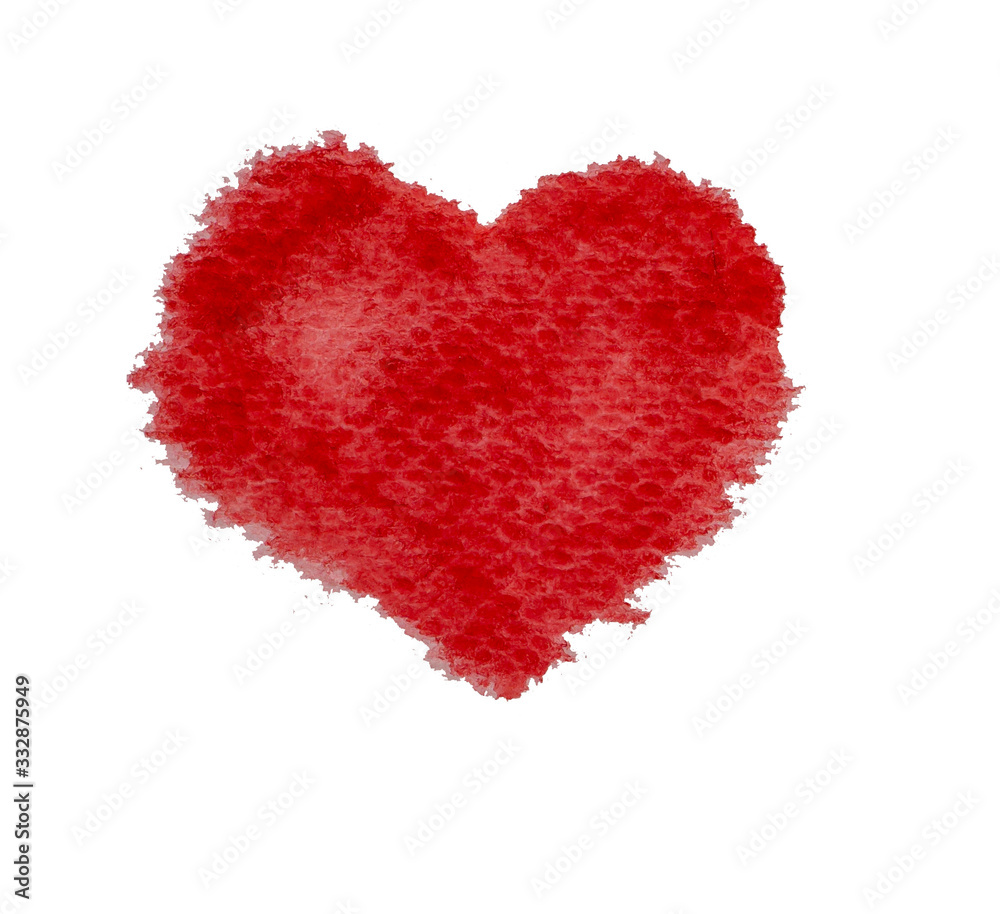 Illustration watercolor hand painting of red heart isolated on white background with clipping path, element for decorate valentine card