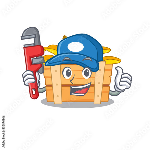 Smart Plumber banana fruit box on cartoon character design