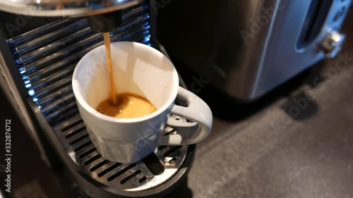 Early morning breakfast routine coffee espresso preparation photo