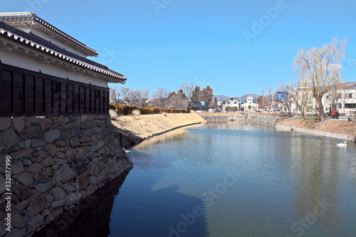 春の松本城の風景