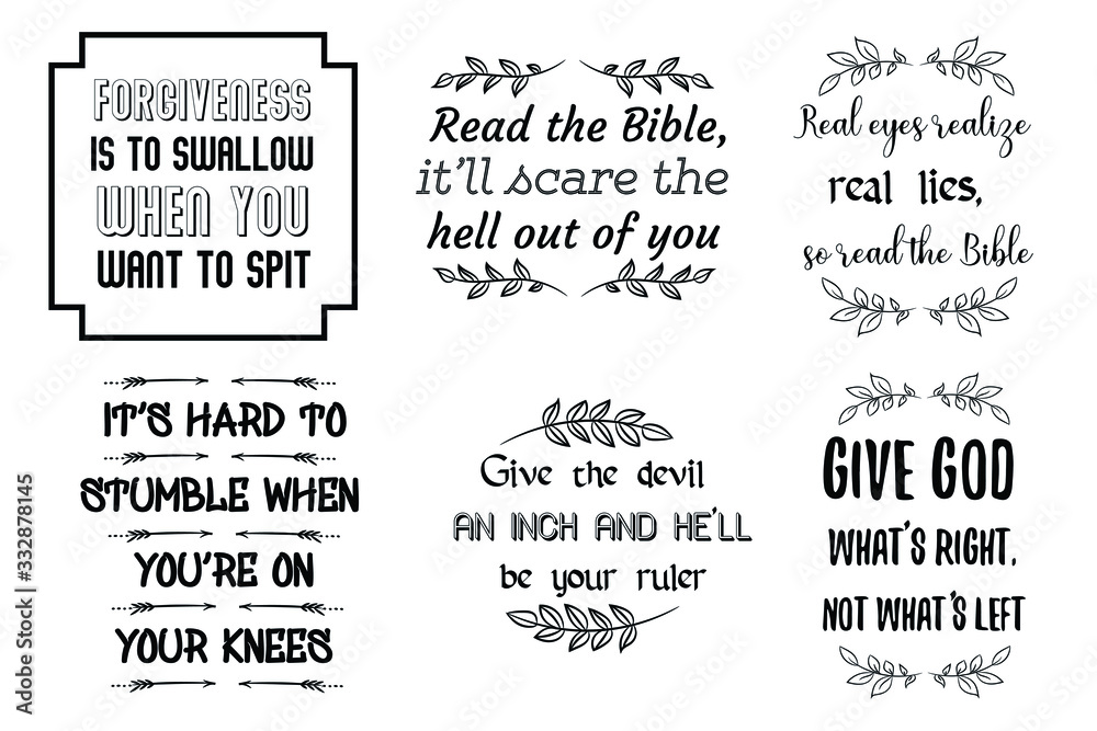 Set of six Christian quotes. Vector illustration