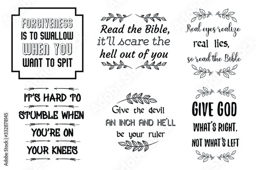 Set of six Christian quotes. Vector illustration