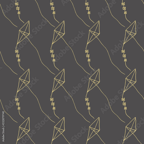 Vector golden kite motif repeat pattern print background design photo