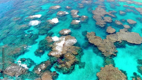 Aerial drone footage of Wadra Bay in Lifou New Caledonia. photo