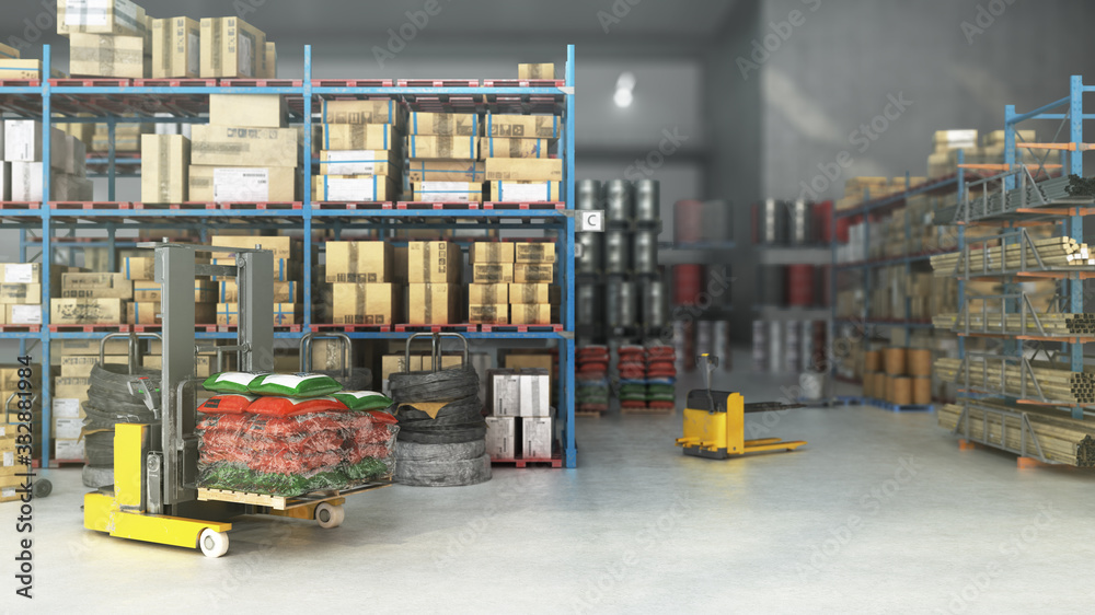 Hangar delivery warehouse 3d render image interior Hangar delivery warehouse 3d render image interior